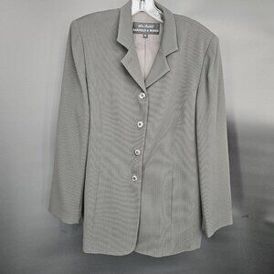 Garfield Marks Blazer Suit Jacket Women 8 Black Longline 4 Button Lined Business